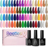 Beetles Gel Polish Set 36 Colors Free Journey Collection Pastel Bright Girly Glitter Green Blue Gel Nail Kits with 3Pcs Matte Glossy Top Base Coat Soak off Gel Nail Polish All Seasons for Girls Women