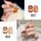 Magnetic Gel Nail Polish Set, 6 Colors Wide Amber Cat Eye Gel Polish Crystal Jelly Transparent 9D Cateye UV Gel Soak off Nail Polish Art Manicure Kit with Magnetic Stick