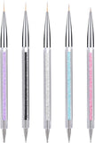 5 Pcs Nail Art Liner Brushes Dual-Ended Nail Polish Decorating Brush Including Fine Striping Brush and Dotting Pen (5,7,9,11,13 Mm)