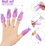 Gel Nail Polish Remover Kit, 600 Pieces Wipe Cotton Pads, 10 Pieces Nail Clips Caps, 3 Pieces Nail File, Triangle Cuticle Pusher and Cutter Set, Nail Brush, Push down Pump Dispenser Bottle (Purple)