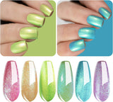 Vishine Gel Nail Polish Kit, the Hologram Collection Nail Art 6 Colors Holographic Pink Golden Green Lime Blue Purple Soak off Nail Lamp Gel Polish Set DIY Manicure 8Ml