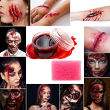 Immetee Halloween Makeup Kit, 12Colors Face Body Paint, SFX Makeup Sets, Scar Wax+Fake Blood+Painting Brushes+Spatula+ Sponge, Theatrical Makeup, Carnival Cosplay, Birthday Gift Kids Adults