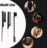 3 Pieces Styling Hair Brush Set, Slick Bristle Hair Brush, Rat Tail Comb Edge Brush for Edge & Back Brushing, Combing Slicking Hair for Women Girls