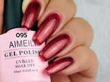 AIMEILI Soak off UV LED Gel Nail Polish Glitter Christmas - Heart Break Red (095) 10Ml