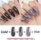 YTD Likomey Color Changing Gel Nail Polish,1 Pcs 15Ml Gray Violet to Black Glitter Mood Temperature Change Colors Thermal Chameleon UV Nail Gel