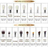 Jessup Professional Natural-Synthetic Eye Makeup Brushes Set 15Pcs for Eyeshadow Blending Concealer Eyeliner Eyebrow, Blushing Bride T294