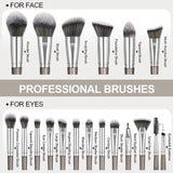 MAANGE 18 Pcs Makeup Brushes Premium Synthetic Makeup Brush Set Professional Make up Brushes for Foundation Concealers Blush Eye Makup(Black Silver)